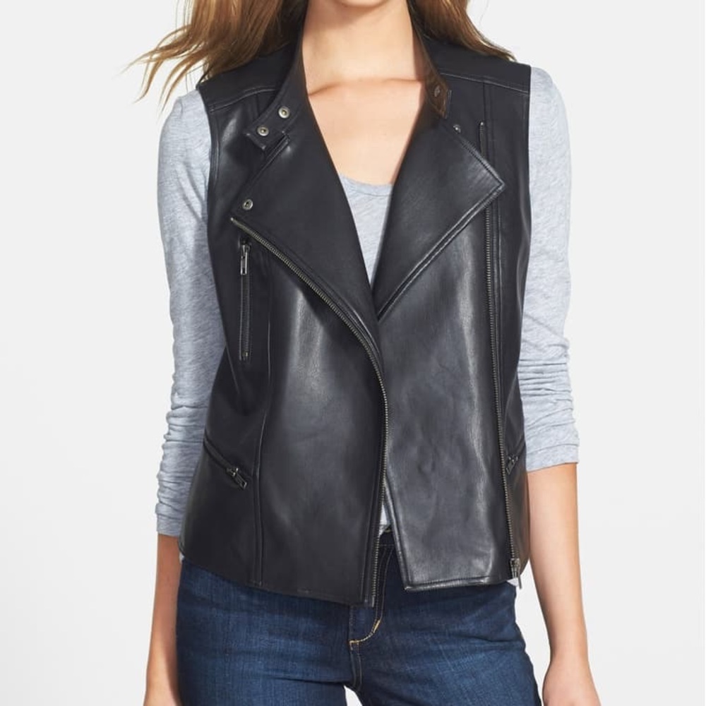 Halogen Faux Leather Moto Vest